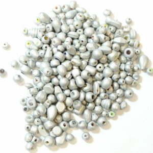 Perle di vetro mix di forme argento, 1 kg