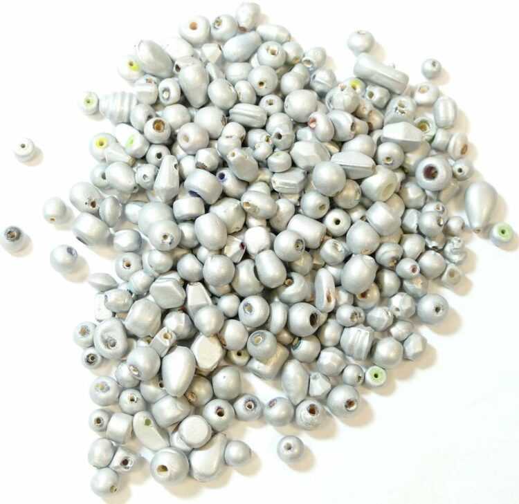 Glass bead size mix silver