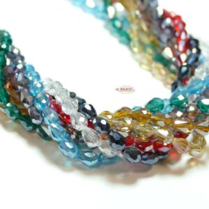 Perle di vetro goccia sfaccettate 7×5 mm selezione colore, 1 filo