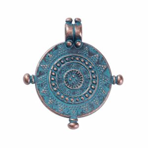 Metal pendant charm compass 27x24mm brass patinated
