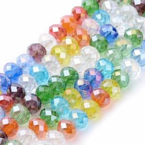 Perle di cristallo rondelle sfaccettate multicolori 8×6 mm, 1 capo