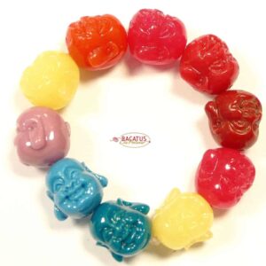Plastic beads Buddha Mala 10×10.5 mm colored, 10 pieces
