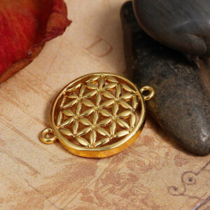 Metal pendant connector flower of life round 21x16mm color selection