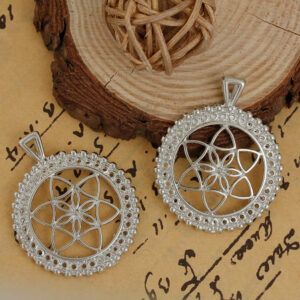Metal pendant Charm Flower of Life 42x35mm silver