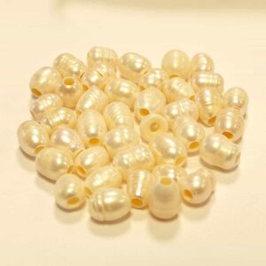 Süßwasserperlen Großlochperlen oval perlweiß ca. 8-9×8-12mm, 1 Stück