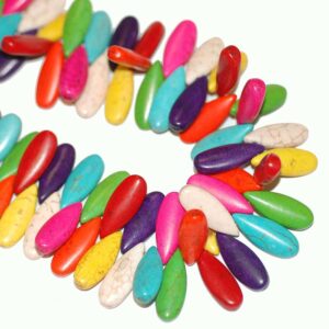 Stone bead drop colored 25×10 mm, 1 strand