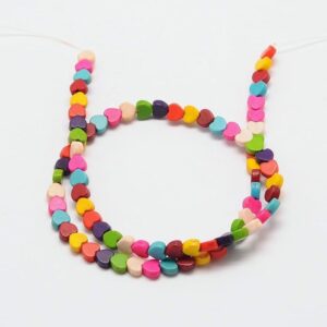 Stone bead heart multicolour 6 mm, 1 strand