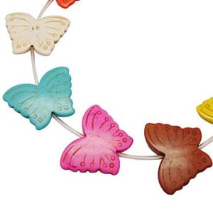 Farfalla con perline di pietra multicolore 30×40 mm, 1 capo