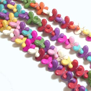 Perle de pierre papillon multicolore 24×19 mm, 1 fil