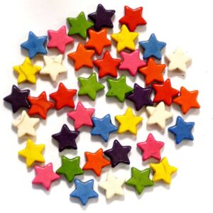 Steinperle Sterne bunt 12 mm, 1 Strang