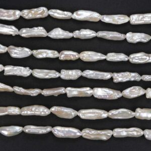 Perle d’acqua dolce Biwa oblunghe bianco crema 6 x 27 mm, 1 capo