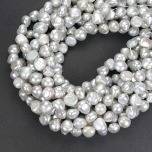 Freshwater pearl nuggets silver size selection, 1 strand