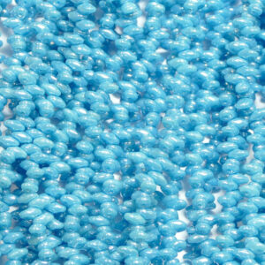 SuperDuo Beads Twin 2,5×5 mm Turquoise Blue White Luster (62), 1 Strang