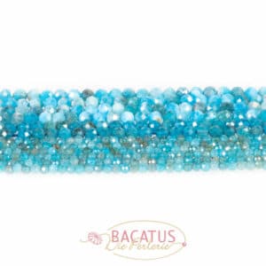 Apatite plain round faceted blue 2 – 3 mm, 1 strand