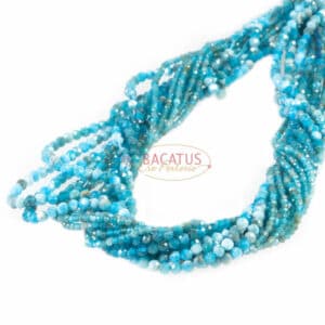 Apatite plain round faceted blue 2 – 3 mm, 1 strand
