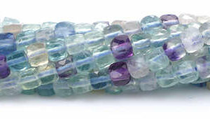 Fluorite cube faceted 4 x 4 mm, 1 strand