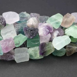 Rainbow fluorite rough nuggets approx. 11 x 18 mm, 1 strand