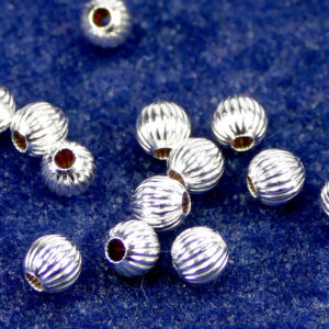 Hollow balls grooved 925 silver Ø 3-5 mm 10 pieces