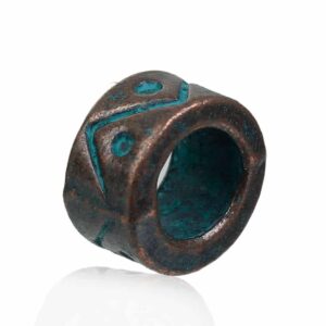 Metal bead Celtic pattern 9x5mm patinated copper