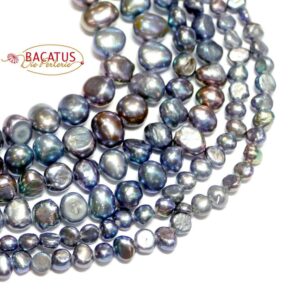 Freshwater pearl nuggets peacock blue size selection, 1 strand