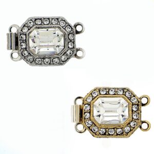 “Rectangle” snap clasp NEUMANN 2 rows 14 x 12 mm gold-plated or palladium-plated