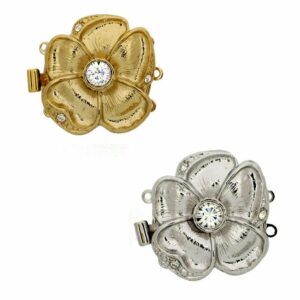 “Blossom” snap clasp NEUMANN 3-row 22 mm 23 carat gold-plated or rhodium-plated