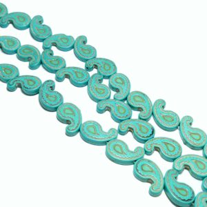 Perle de pierre « paisley » turquoise 21 x 12 mm 1 fil