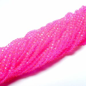 Kristallperlen Rondelle facettiert pink 3 x 4 mm, 1 Strang