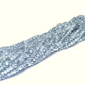Kristallperlen Rondelle facettiert silber-halb transparent 3 x 4 mm, 1 Strang
