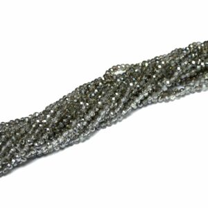 Perle di cristallo rondelle sfaccettate grigio-metallico-semitrasparente 3 x 4 mm, 1 filo