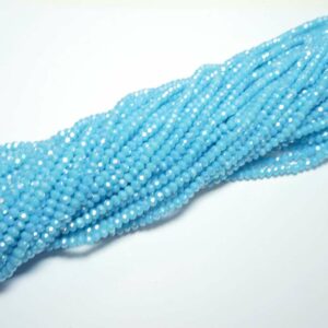 Crystal beads rondelle faceted turquoise-opaque-AB 3 x 4 mm, 1 strand