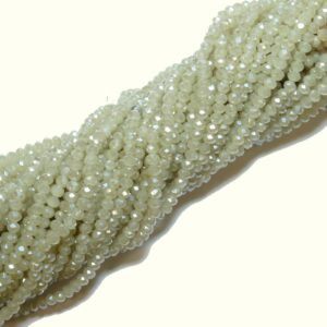 Perles de cristal rondelle facettées beige-opaque-métallisé 3 x 4 mm, 1 fil