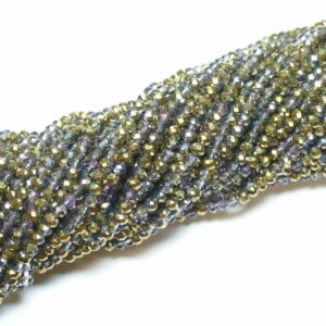 Perle di cristallo rondelle sfaccettate grigio-oro-metallico 3 x 4 mm, 1 filo