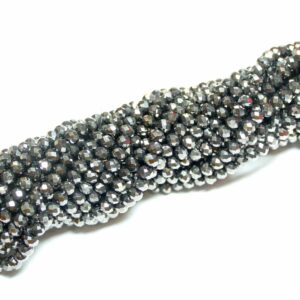 Perles de cristal rondelle facettées gris foncé-métallisé 3 x 4 mm, 1 fil