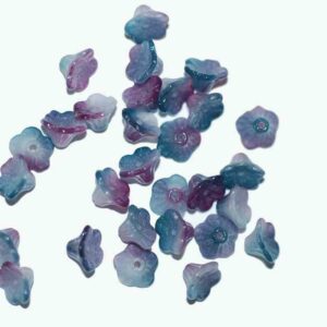 Glasperlen Blütenkelche 5 x 8 mm blau-lila, 20 Stück