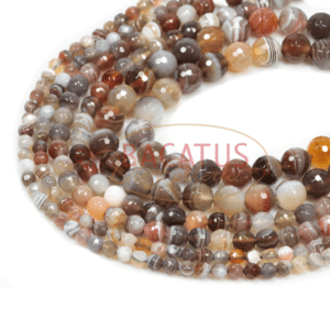 Botswana agate faceted round 4 – 10 mm, 1 strand