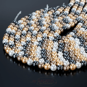 Perle di conchiglia, pallina brillante, 6 – 8 mm, 1 filo