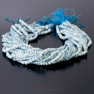 Larimar rondelle faceted sea blue approx. 2×3 and 3x5mm, 1 strand