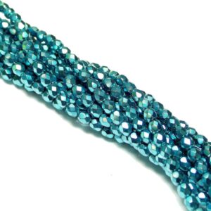 Perle di vetro smerigliato sfaccettate 3 – 4 mm in metallo pesante, 1 filo