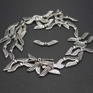 Metal bead eagle wing Garuda silver 6×26 mm, 4 pieces