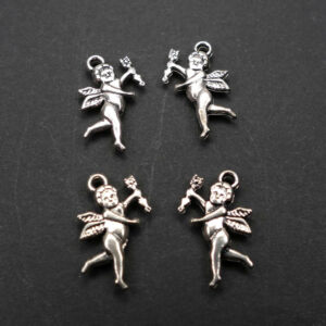 Metal pendant angel with arrow silver-plated 22×14 mm