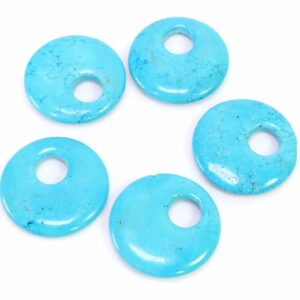 Pendentif donut turquoise 40 mm 5 pièces * article spécial *