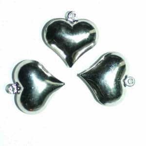 Ciondoli in metallo charm cuore 16 mm, 3 pezzi