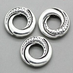 Metal bead donut with dots 15 mm, 4 pieces