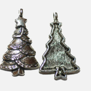 Metal pendants Christmas tree 30×18 mm, 3 pieces