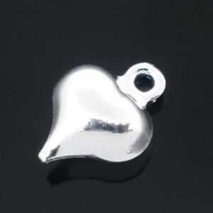 Metal pendants heart silver-plated 8×6 mm, 10 pieces
