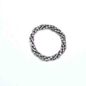 Metal bead spacer ring twisted silver plated 24 mm