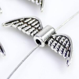 Metal bead angel wings 21×8 mm, 4 pieces