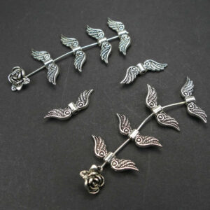 Metal bead angel wings 23×7 mm, 4 pieces