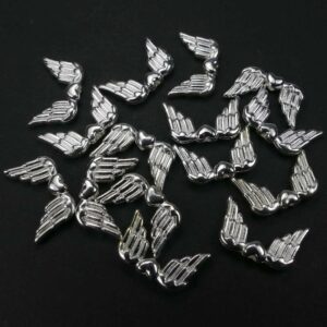 Metal bead angel wings heart 18×11 mm, 4 pieces